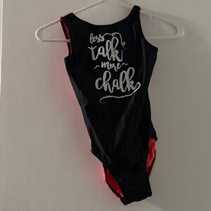 Black and Coral Gymnastics Leotard